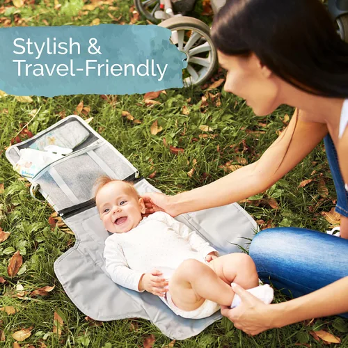 Vista 6 de KiddyCare Cambiador de pañales portátil para viajes de bebé Cambiador portátil para bebé recién nacido niña y niño Cambiador de pañales plegable