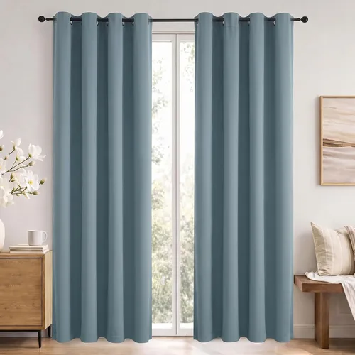 Vista 61 de Simplebrand Cortinas blancas puras de 96 pulgadas de largo para oscurecer la habitación, juego de 2 paneles para dormitorio/sala de estar, bloqueo
