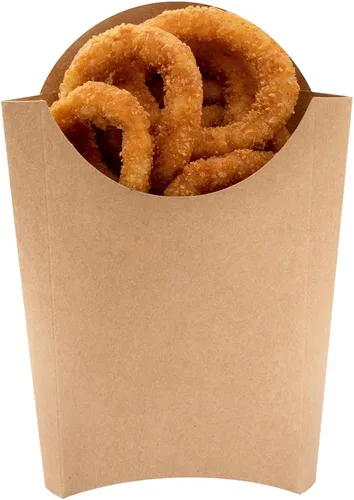 Vista 23 de Restaurantware Bio Tek - Taza de papas fritas desechables de 4.7 x 3.5 x 5.1 pulgadas, 100 vasos desechables para refrigerios, papel azul y blanco