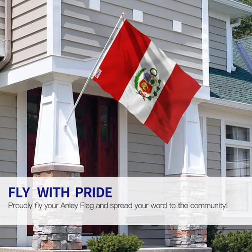 Vista 2 de Anley Fly Breeze - Bandera de Perú de 3 x 5 pies, color vivo y a prueba de decoloración, cabecera de lona y doble costura, banderas nacionales