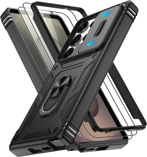 Vista 291 de Gritup Funda para Google Pixel 6 con cubierta deslizante para cámara y protector de pantalla (2 unidades), soporte de anillo giratorio 360°, funda