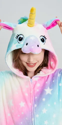 Vista 6 de Pijama de unicornio para adultos, para Navidad, Halloween, cosplay, ropa de dormir