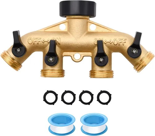 Vista 8 de Paquete de 1/2/4 Divisor de manguera de 2 vías, para conector de manguera de 3/4", con arandelas de goma y cintas