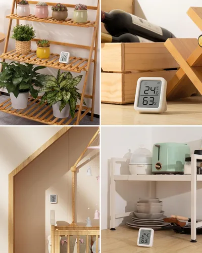 Vista 8 de Termómetro Higrómetro SwitchBot, Medidor de Humedad Interior Bluetooth para el Hogar, Sensor de Temperatura con Control de Aplicación, Gran Pantalla