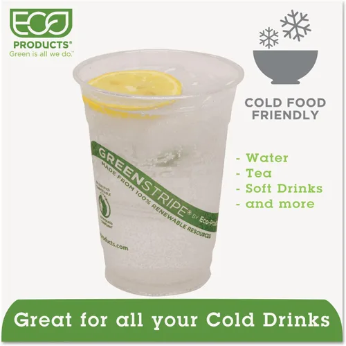 Vista 4 de Eco-Products EPCC16GS GreenStripe - Vasos fríos renovables y compostables, 16 onzas, 50/PK, 20 PK/CT