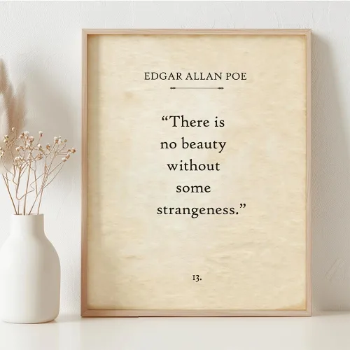 Vista 3 de Lone Star Art Edgar Allan Poe - There is No Beauty Without Some Strangeness - 11x14 Framed Typography Book Page Print - Great Gift for Romantic and