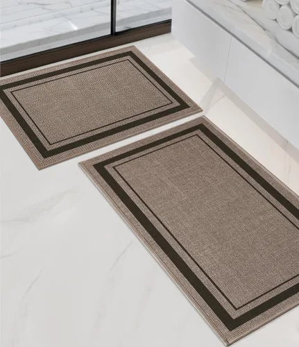 Vista 75 de chakme Juego de 2 alfombras de baño ultrafinas, absorbentes, antideslizantes, lavables a máquina, color beige oscuro, 17 x 24 pulgadas + tapete