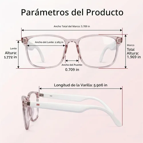 Vista 9 de Gafas de traducción inteligente AI, lentes fotocrómicas Pink-GS03
