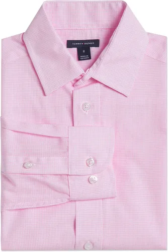 Vista 2 de Tommy Hilfiger Camisa de vestir de manga larga para niños cuello abotonado con mangas de puño guingán