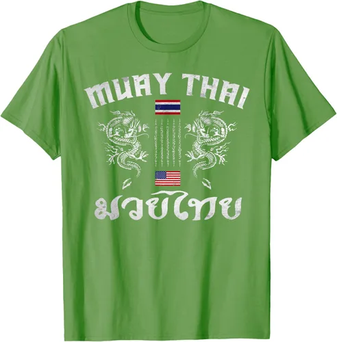 Vista 19 de Camiseta de equipo de entrenamiento de boxeo Muay Thai con bandera estadounidense de Tailandia, Negro, S