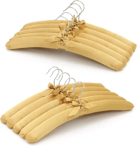 Vista 12 de JS Hanger Percha acolchada para suéteres, perchas extra grandes de 17 pulgadas con cubierta de satén, sin protuberancias de hombro para ropa