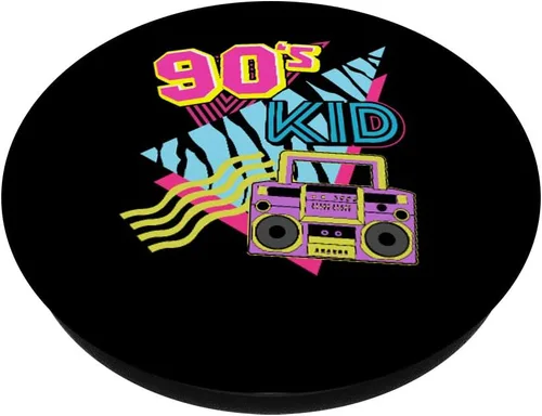 Vista 2 de 90's Kid Boombox 1990s Nostalgia 80s Baby Retro Party Design PopSockets PopGrip: agarre intercambiable para teléfonos y tabletas