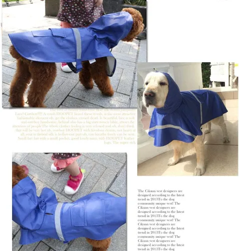 Vista 6 de Mikayoo - Impermeable ajustable para perros, poncho a prueba de agua, ropa ligera para lluvia con capucha y tira reflejante