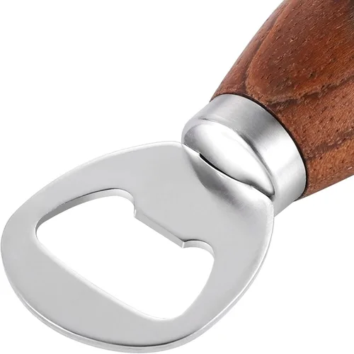 Vista 3 de GREATLINK Abrebotellas de cerveza personalizado con mango de madera, bonito abridor de mano de madera para latas de soda, abrebotellas de sidra