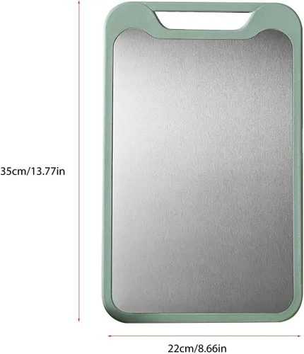 Vista 4 de Tabla de cortar de doble cara, tabla de cortar de acero inoxidable, tabla de cortar carne para cocina, tabla de cortar grande para frutas y verduras