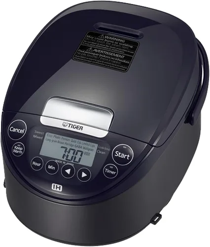 Vista 8 de Arrocera y calentador Tiger JPW-H10U con calefacción por inducción, con 14 ajustes preestablecidos de menú y pantalla LCD (5.5 tazas, Morado Negro)