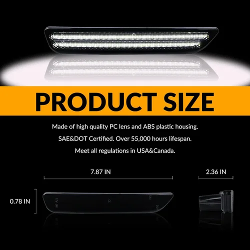 Vista 7 de Luces LED de marcador lateral parachoques delantero guardabarros blanco lámparas de estacionamiento para 2010-2014 Ford Mustang 2 piezas, lente