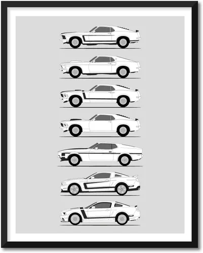 Vista 21 de Idea Network Póster hecho a mano compatible con Ford Print Wall Art Decoración hecha a mano de lo mejor de las generaciones de Ford, Historia Ford