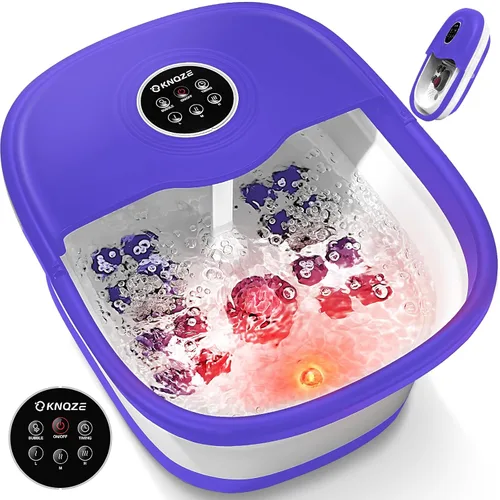 Vista 11 de KNQZE Bañera de spa plegable con calor y control remoto, masaje de burbujas, control de temperatura, luz roja (negro)
