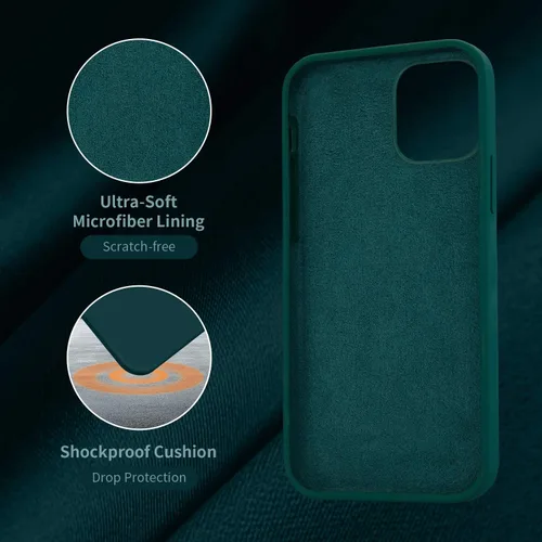 Vista 5 de Cordking [5 en 1] - Funda de silicona a prueba de golpes con forro de microfibra diseñada para iPhone 12 / 12 Pro, con 2 protectores de pantalla + 2