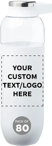 Vista 8 de DISCOUNT PROMOS Custom Strike - Botellas de agua de plástico con asa de transporte de 27 onzas, juego de 10, paquete personalizado a granel