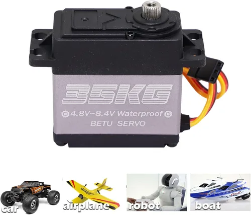 Vista 4 de POHFP Servo, servo de engranajes de acero inoxidable, servo de dirección compatible con 1/6,1/8, 1/10, 1/12 RC coche/robot/barco