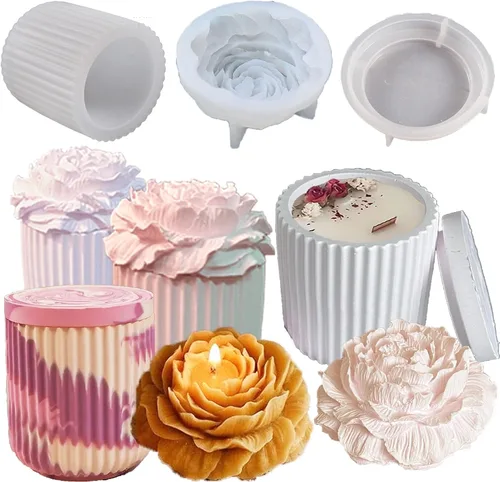 Vista 11 de Molde de silicona de oso de peluche 3D de burbujas y bolas superpuestas 3D con soportes para agujas de vela para decoración de mesa de jabón de vela