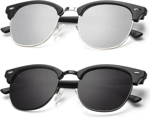 Vista 29 de KALIYADI Gafas de sol polarizadas para hombres y mujeres, marco semi sin montura, para conducir con bloqueo UV A01-(1 Pack) Tortuga Mate G15