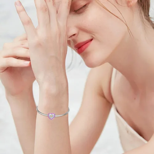 Vista 7 de MBSUUH Abalorios personalizados con diseño de flor de nacimiento, pulsera de serpiente, collar de plata de ley 925, con forma de corazón, imagen