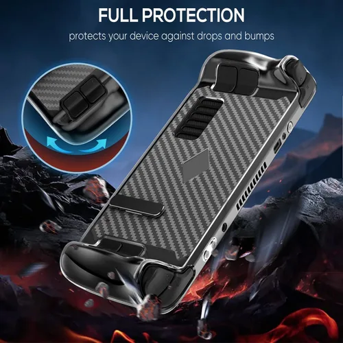 Vista 4 de GORIXER - Funda protectora de poliuretano termoplástico suave y transparente accesorios con soporte plegable ajustable y protector de pantalla