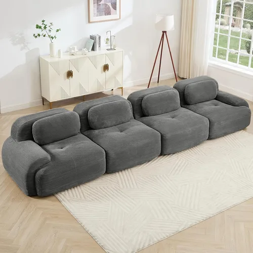 Vista 53 de Juego de sofás seccionales sin hueso de 117 pulgadas para sala de estar, modular en forma de L y sofá de 3 plazas con asiento profundo, almohadas