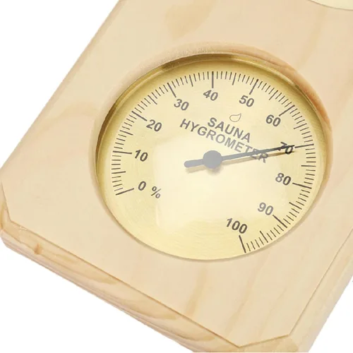 Vista 7 de Higrotermógrafo de sauna, medidor de humedad de temperatura, termómetro de madera higrómetro para gimnasio