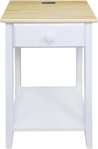 Vista 18 de Casual Home Owl - Mesa de noche blanca con puerto USB