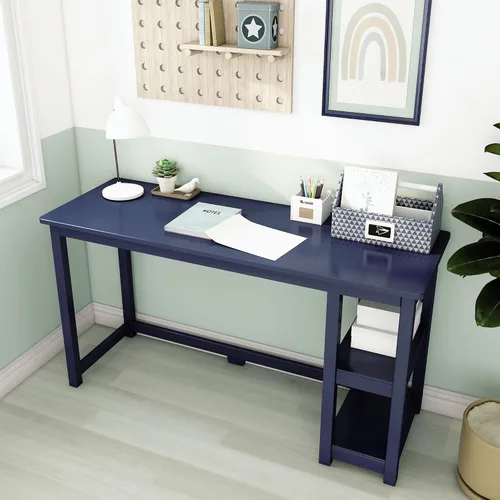 Vista 17 de Max & Lily Escritorio de madera maciza con estantes, 47 pulgadas, azul