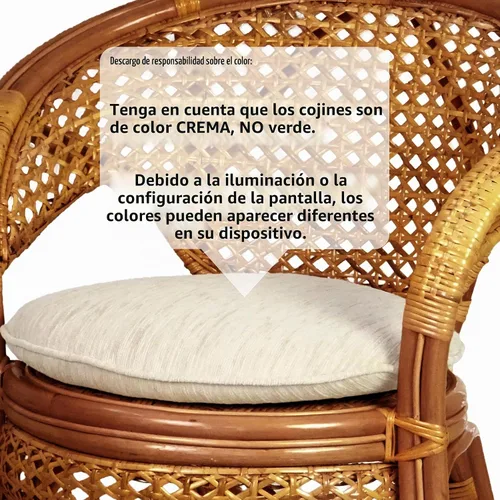 Vista 5 de Pelangi - Silla de mimbre hecha a mano con cojín Colonial