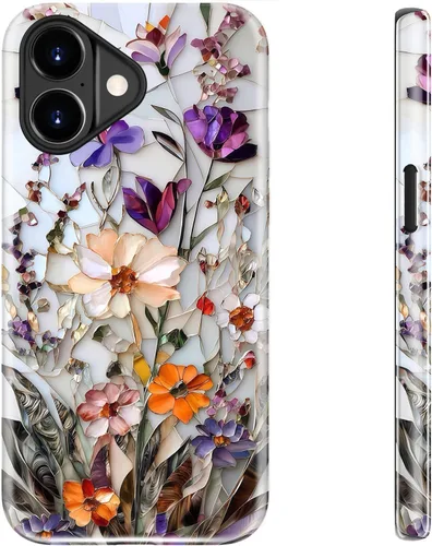 Vista 67 de bemal Funda para iPhone 12 Mini, estética, vintage, floreciente, peonía, concha, femenina, compatible con MagSafe, moderna, única, moderna, moderna