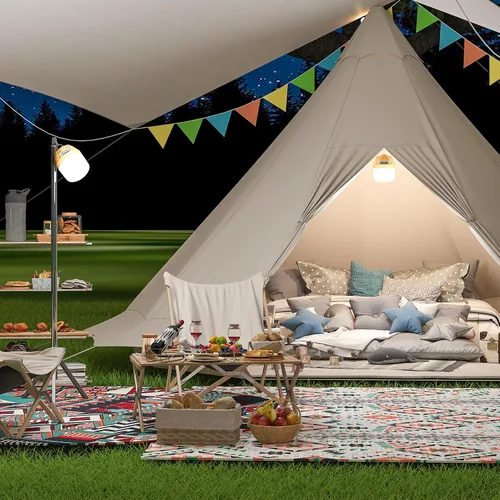 Vista 8 de Linterna LED portátil recargable, 3000 lúmenes, batería externa de 10000 mAh, luces LED para tienda de campaña, luz de campamento impermeable