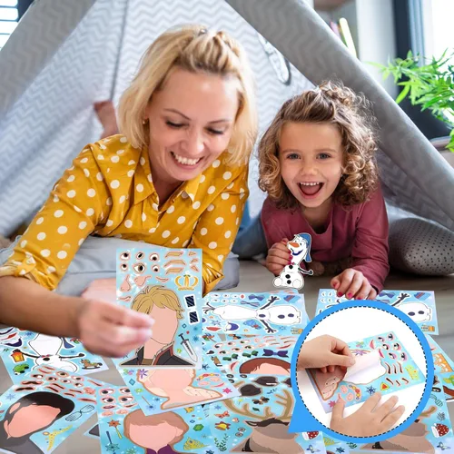 Vista 5 de 36 calcomanías para recuerdos de fiesta de Frozen, haz tus propias calcomanías para niños, haz hojas de cara, regalos divertidos para niños