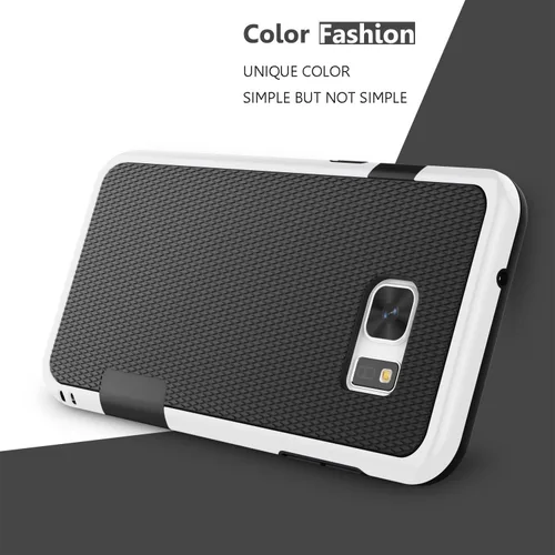 Vista 4 de Jeylly Funda para Galaxy S7, [3 colores] Slim Hybrid Impact Rugged Soft TPU Negro