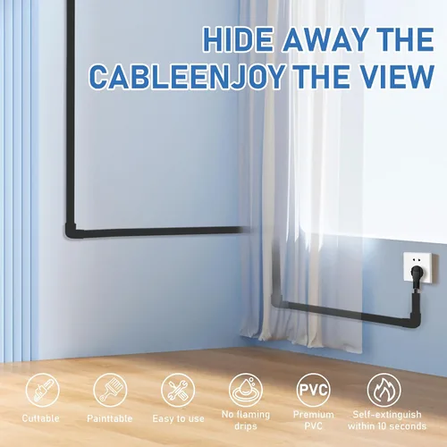 Vista 4 de Corrector de cables pequeño, sistema de gestión de cables de canal de un cable, cubierta compacta para cables para el hogar y la oficina, paquete