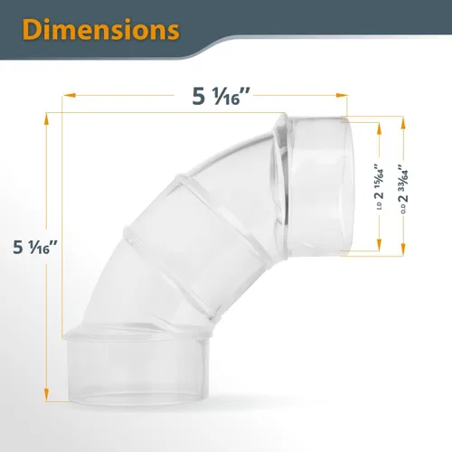 Vista 6 de POWERTEC 70469 Tubo de PVC transparente de 2-1/2" x 36" de largo, codo de 90 grados OD de 2-1/2" y acoplamiento de tubería de 2-1/2" para manguera