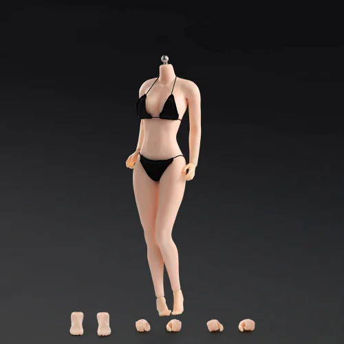 Vista 3 de Cuerpo femenino a escala 1:6, pecho grande, cuerpo femenino sin costuras, bronceado de cobre con esqueleto de acero, figura de acción flexible de 12