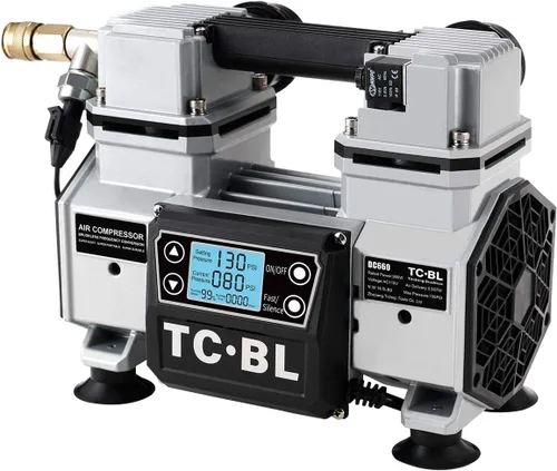 Vista 10 de TC·BL Compresor de aire portátil, 110V, silencioso, pequeño, ligero y sin aceite con tanque de aluminio de 5L