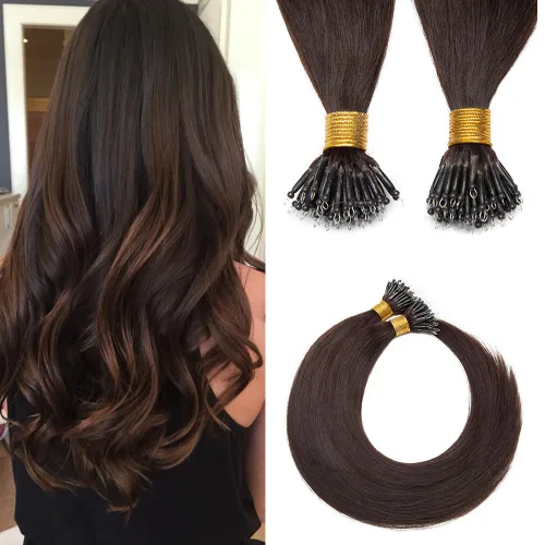 Vista 12 de SEGO Extensiones de cabello humano con micro cuentas, extensiones de cabello humano con micro bucle, lacio, natural, fusión fría, 1.76 oz/paquete