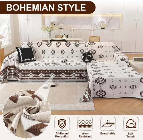 Vista 3 de OstepDecor Fundas para sofá modular, 2 piezas, manta de sofá en forma de L, funda de sofá seccional, lavable, fundas para sofá chaise lounge