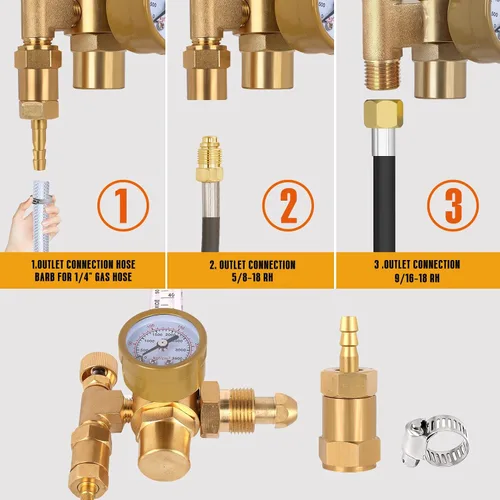 Vista 3 de Argón/CO2 MIG TIG Medidor de Flujo Regulador de Gas Indicador de Soldadura de Gas