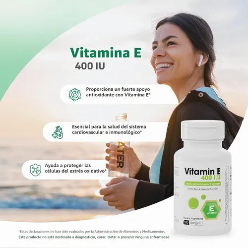 Vista 6 de Vitamina E 400 UI Softgels Antioxidante Skin Support 100 Count
