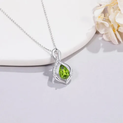 Vista 3 de AENEAS Collar con dije de piedra natal infinito para mujer, regalo de joyería para cumpleaños, aniversario, Navidad
