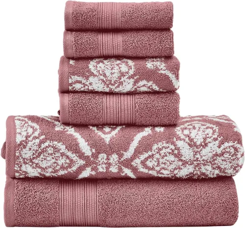 Vista 12 de Modern Threads Amaris - Juego de 6 toallas reversibles de jacquard teñido con hilo, toallas de baño, toallas de mano y paños de lavado