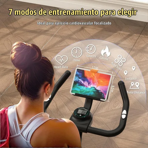 Vista 4 de Hillhub Bicicleta de Ejercicio, Bicicletas Estacionarias para el Hogar con Sensor de Pulso de Agarre y Ajuste de Resistencia Sin Escalones, Negro